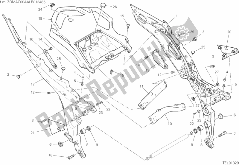 All parts for the 027 - Rear Frame Comp. Of the Ducati Multistrada 1260 S ABS Thailand 2020